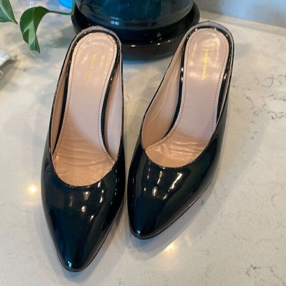 Mansur Gavriel Black Patent Leader Mules